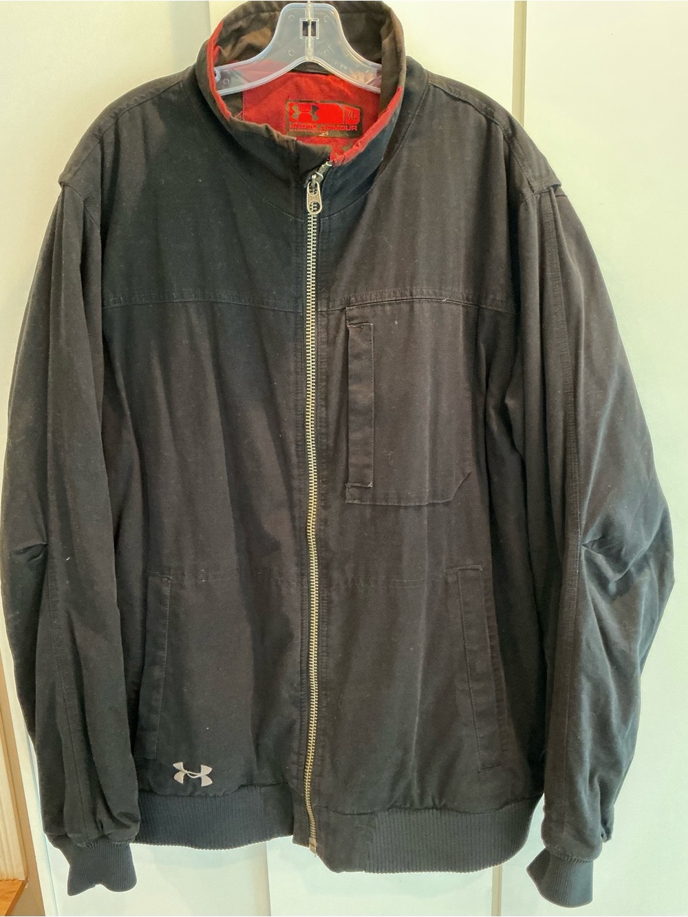 Under Armour Black Jacket with Red Collar Trim